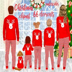 christmas family clipart: "family clipart" matching pajamas family christmas parents and kids oh deer sublimation winter