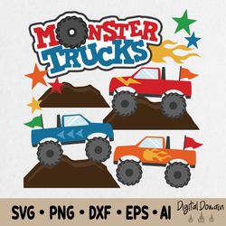 monster truck svg, truck svg, off road svg, vehicle, car, for cricut, for silhouette, cut file