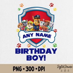 paw patrol birthday boy png, paw patrol birthday 2023 png, custom family paw patrol bday party matching birthday png