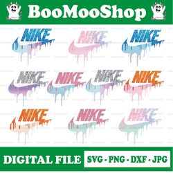 drip glitter nike sports brands logo png bundle, 10 files high quality sports brands logo png instant download
