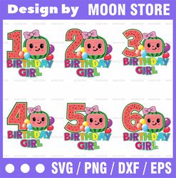 cocomelon birthday girl png, cocomelon age 1st 2nd 3rd 4th png, bundle cocomelon sublimation, cocomelon png