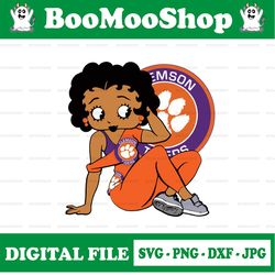 betty boop with clemson tigers png file, ncaa png, sublimation ready, png files for sublimation,printing dtg printing