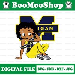 betty boop with michigan wolverines png file, ncaa png, sublimation ready, png files for sublimation