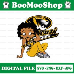 betty boop with missouri tigers png file, ncaa png, sublimation ready, png files for sublimation,printing dtg