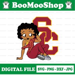 betty boop with usc trojans football png file, ncaa png, sublimation ready, sublimation design download