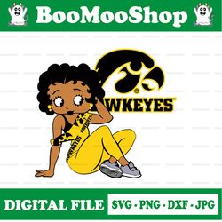 betty boop with iowa hawkeyes football png file, ncaa png, sublimation ready, sublimation design download
