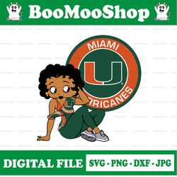 betty boop with miami hurricanes png file, ncaa png, sublimation ready, sublimation design download