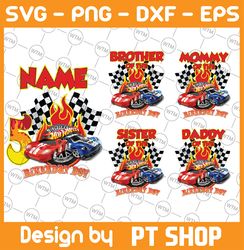 Personalized Hot Wheel Birthday Boy Png, Racing Cars Png, Monster Truck Png, Custom Named Age Birthday Girl PNG Download