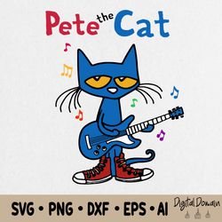 pete the cat boy svg, pete the cat svg, pete the cat bday party birthday svg