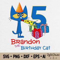 pete the cat birthday svg for girls and boys, pete the catbirthday svg, birthday family matching party svg, pete the cat