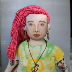 hippie handmade cloth doll