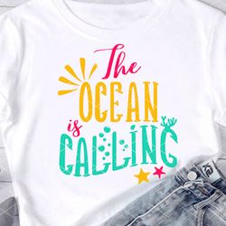 the ocean is calling quote sun sea cruise tropical fruits print