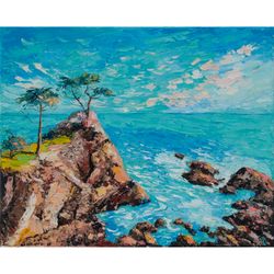 coast painting ocean original art impressionist art impasto painting seascape artwork 16"x20" by kseniadeartgallery