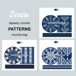 patterns tapestry crochet bag - set denim