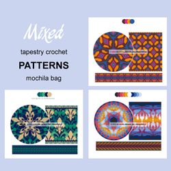 patterns tapestry crochet bag - set mixed