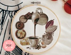 cross stitch pattern,chocolate time ,instant download ,cocoa beans,dessert and sweets x stitch pattern