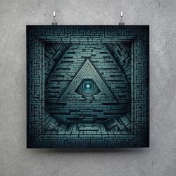 secret ancient pyramid poster - downloadable and printable digital painting