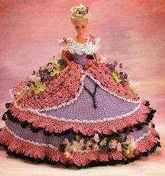 crochet pattern pdf- 19th century southern dress fashion doll barbie gown crochet vintage pattern-crochet blueprint