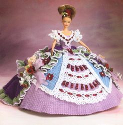 crochet pattern pdf- mid 19th century south dress fashion doll barbie gown crochet vintage pattern-crochet blueprint