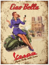 ciao bella vespa from italy with love  - cross stitch pattern counted vintage pdf - 111-93