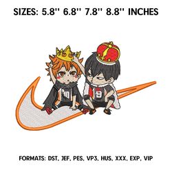 hinata and tobio embroidery design file pes. haikyuu anime machine embroidery pattern, anime pes design brother