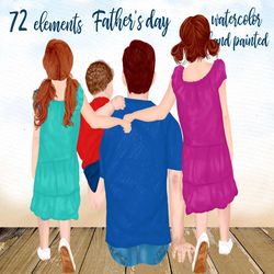 father's day clipart: "father and children" daddy clipart father graphics girls clipart little boy clipart fathers day g