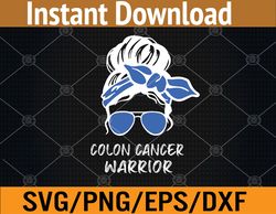 colon cancer awareness month messy bun mother blue svg, eps, png, dxf, digital download
