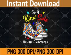 be a kind sole autism awareness rainbow trendy puzzle png, digital download