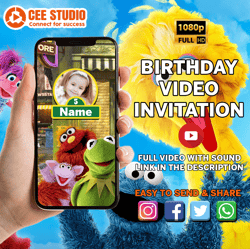 sesame street animated invite, animated birthday invitation, birthday party invite, invitation video