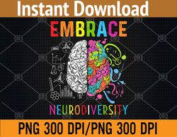 embrace neurodiversity autism awareness asd png, digital download