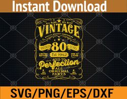 vintage 80th birthday 1942 80 years old svg, eps, png, dxf, digital download