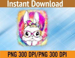 cute bunny face tie dye glasses easter day png digital download