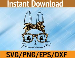 bunny leopard bow rabbit cute easter girls svg, eps, png, dxf, digital download