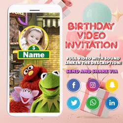 sesame street animated invite, animated birthday invitation, birthday party invite, invitation video