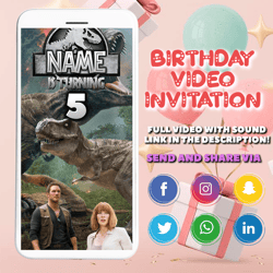 jurassic world video invitation, birthday party, jurassic world video invite, jurassic world animated invitation