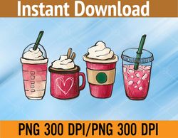 valentine coffee heart iced coffee lover valentine png, digital download