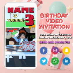 roblox birthday party digital video invitation