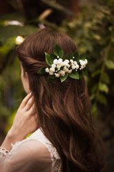 babys breath hair comb, rustic bridal hair piece. white flower bridal hair comb, boho wedding hair piece with gypsophil