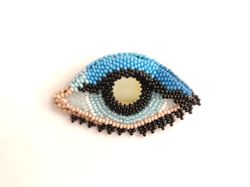 brooch pin evil eye embroidered brooch beaded brooch boho brooch blue eye