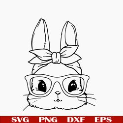 cute easter bunny glasses svg, easter bunny svg, bunny bandana svg