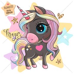 cute cartoon unicorn png, clipart, sublimation design, children printable, flowers, clip art