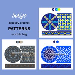 wayuu mochila bag patterns / set indigo