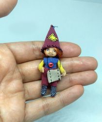 ooak little gnome boy doll 5 cm polymer clay miniature handmade dollhouse