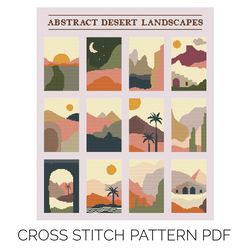 landscape painting desert cross stitch pattern | counted cross stitch | cross stitch pdf | punto de cruz