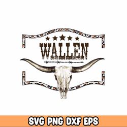 wallen png, western bullskull png, country western png, cowboy design, western cowboy png, wallen bullskull distressed p