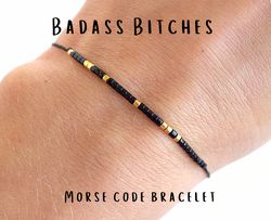 badass bitches morse code bracelet, female best friend gifts, friendship bracelet, friend group gift, christmas gift