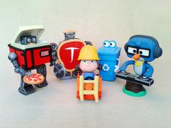 toy story of terror figures pack forklift girl t-bone meat  pizza-bot dj blue ray recycling bin