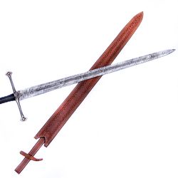 50 inch two handed long sword, collectible swords, battle ready sword with brass bolster handle