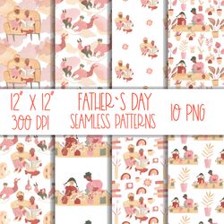 seamless digital patterns father png files for sublimation.