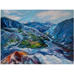 mountains painting spring landscape painting original art impressionist art impasto painting 24"x32" by ksenia de